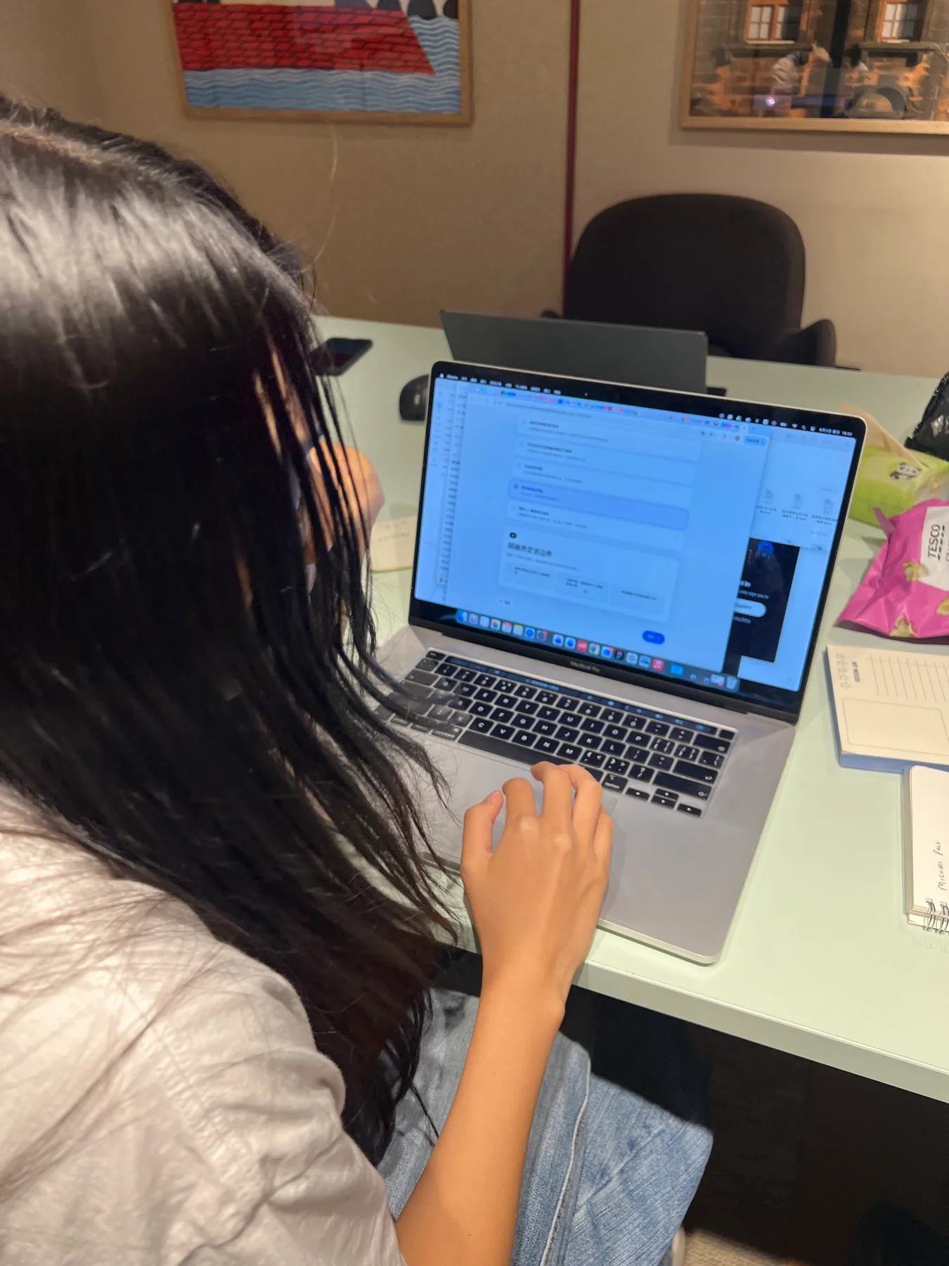 A participant testing My AI Practice Statement on a laptop