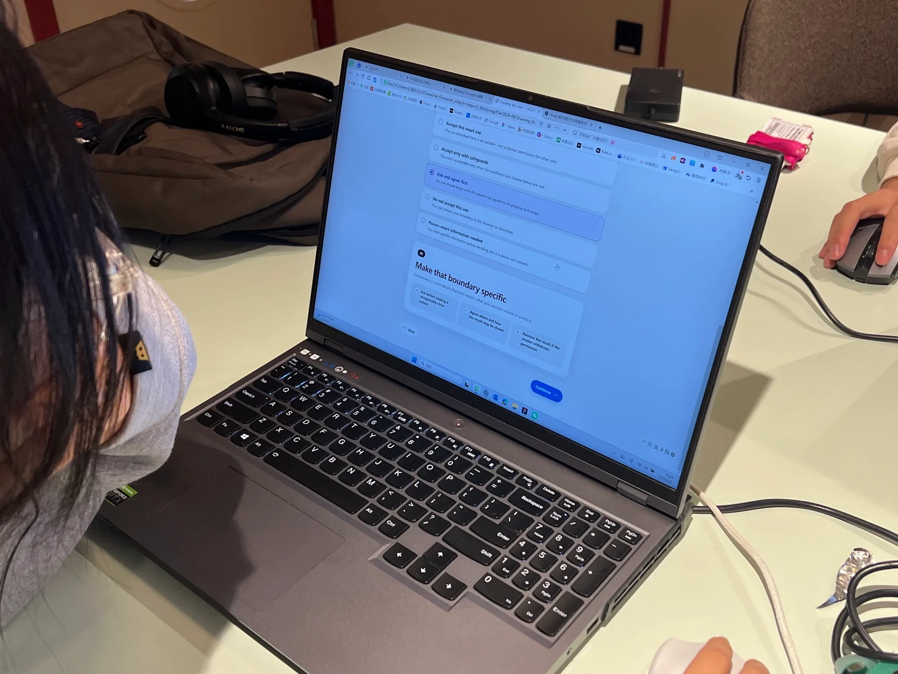 Another participant working through the statement prototype