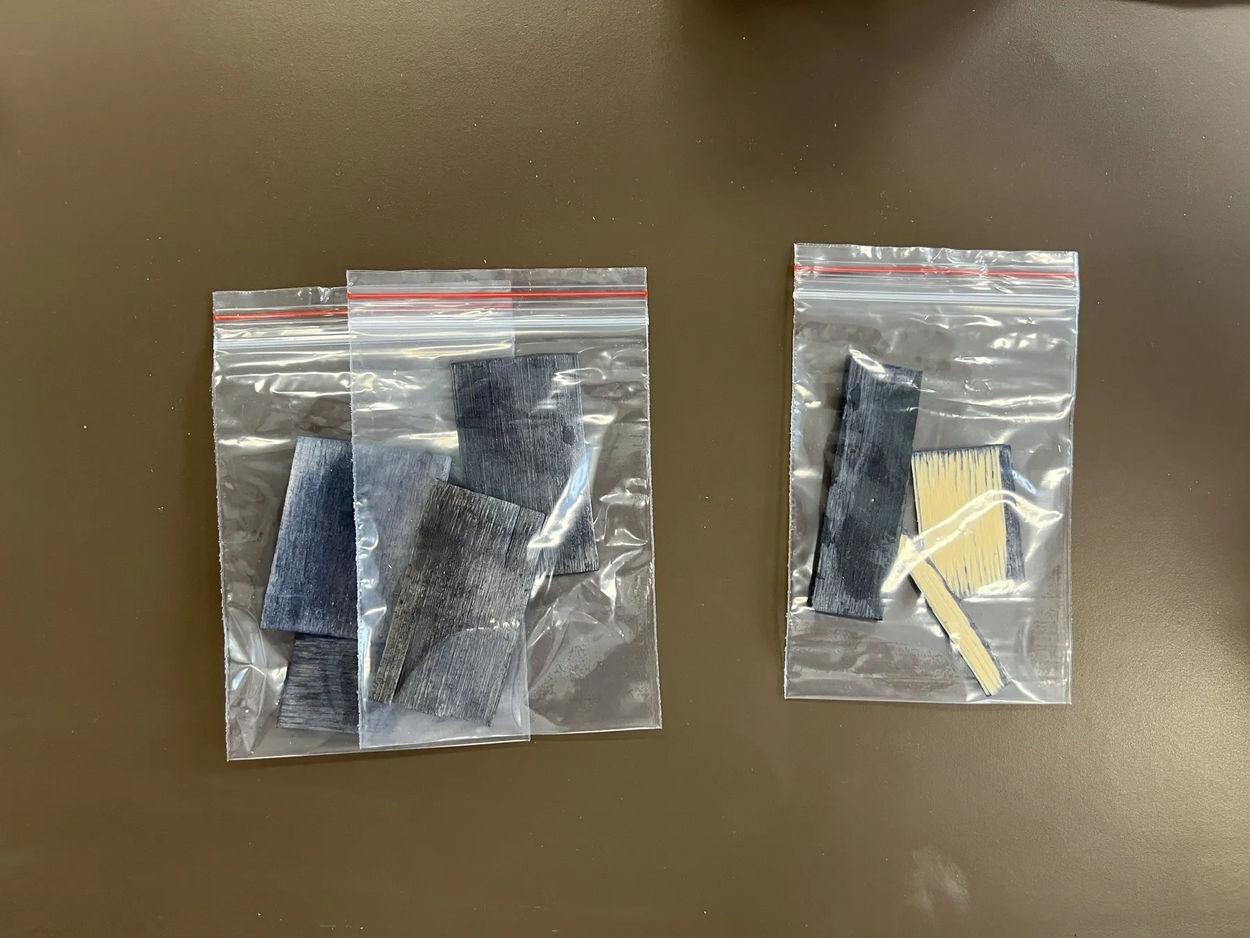 Later 2025 sample groups stored in bags after treatment and processing trials