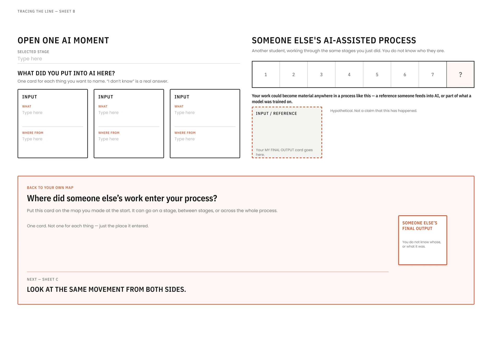 Original Sheet B: Follow the exchange.