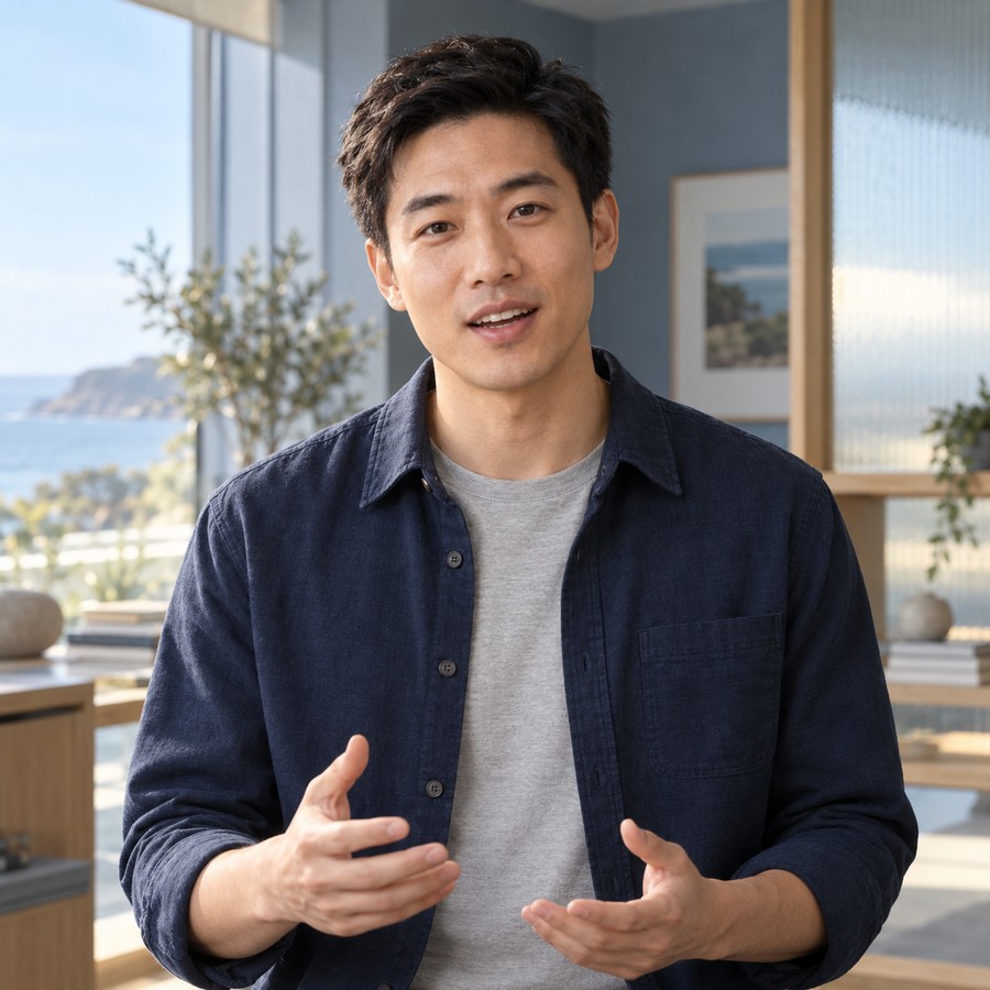 Fictional instructor in an illustrative teaching still