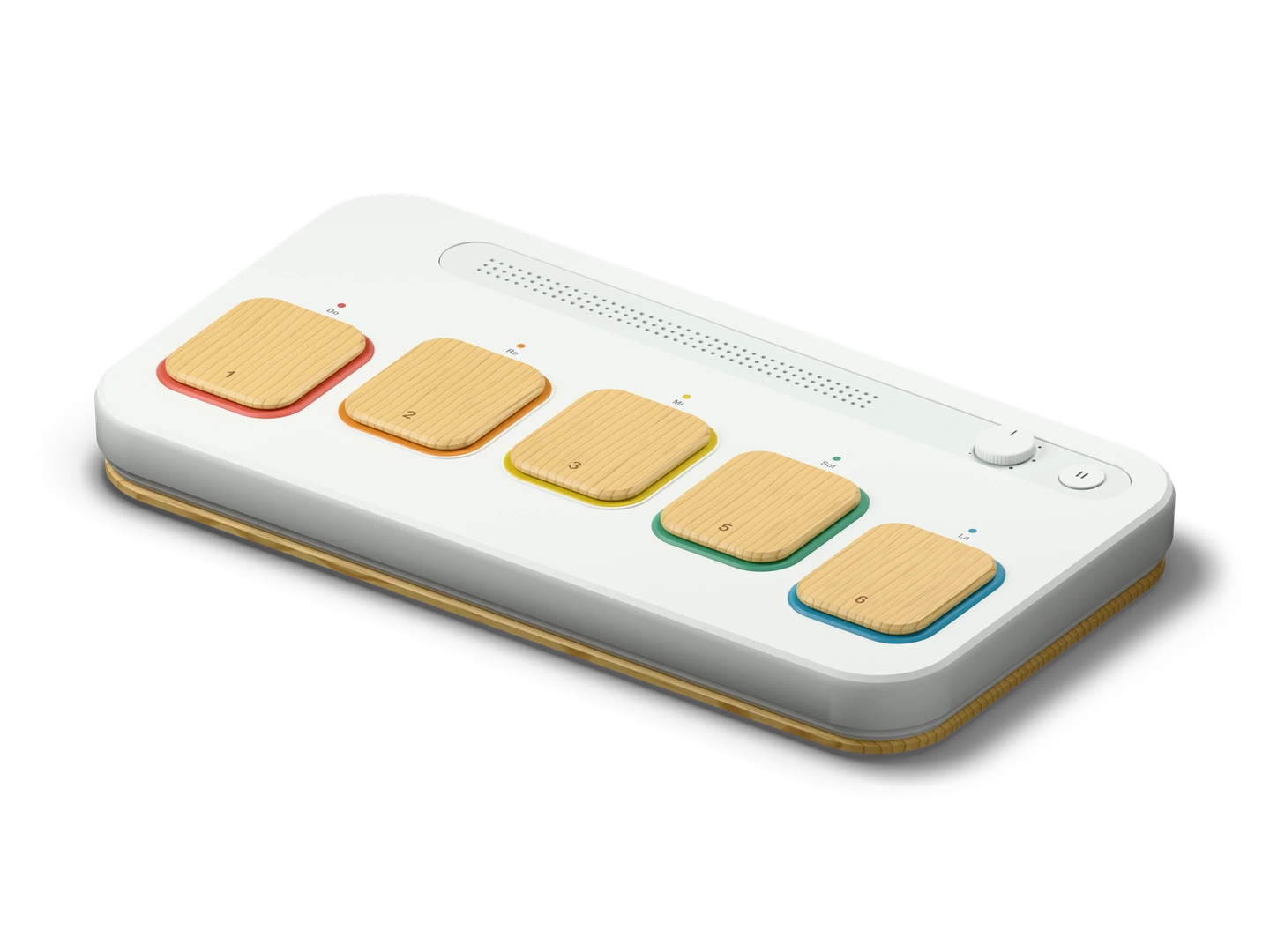 Five wooden touch surfaces on the shared Resonance instrument